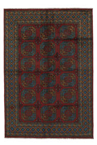  Afghan Fine Rug 201X297 Wool Black/Dark Red Carpetvista