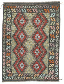  Orientalisk Kelim Afghan Old Style Matta 126X169 Svart/Grön Ull, Afghanistan Carpetvista