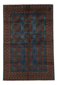 Afghan Fine Teppich 199X299 Schwarz/Dunkelrot Wolle, Afghanistan Carpetvista
