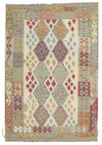  126X183 Kelim Afghan Old Stil Teppich Braun/Dunkelgrün Afghanistan Carpetvista