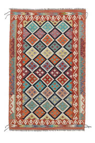  Orientalischer Kelim Afghan Old Stil Teppich 133X202 Dunkelrot/Beige Wolle, Afghanistan Carpetvista