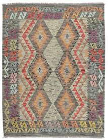  132X166 Kelim Afghan Old Style Matot Matto Tummanvihreä/Ruskea Afganistan Carpetvista