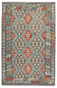  125X187 Kelim Afghan Old Style Matot Matto Vihreä/Ruskea Afganistan Carpetvista