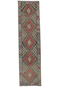  Kilim Afegão Old Style Tapete 79X307 Lã Castanho/Preto Pequeno Carpetvista