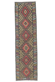 Kelim Afghan Old Style Teppe 64X238Løpere Brun/Svart Ull, Afghanistan Carpetvista