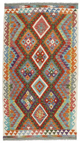  Orientalischer Kelim Afghan Old Stil Teppich 113X204 Dunkelrot/Braun Wolle, Afghanistan Carpetvista