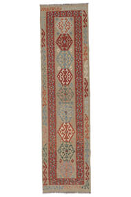 Tapis Kilim Afghan Old Style 78X307 De Couloir Marron/Rouge Foncé (Laine, Afghanistan)