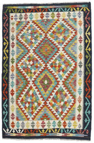 126X186 Tapis D'orient Kilim Afghan Old Style Noir/Rouge Foncé (Laine, Afghanistan) Carpetvista