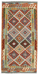  Kelim Afghan Old Style Matot 103X202 Ruskea/Tummanpunainen Carpetvista