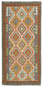 Orientalsk Kelim Afghan Old Style Teppe 97X206 Brun/Grønn Ull, Afghanistan Carpetvista