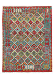  149X199 Kelim Afghan Old Style Matot Matto Tummanpunainen/Tummanharmaa Afganistan Carpetvista