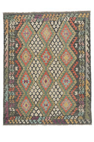 168X210 Kelim Afghan Old Style Tæppe Orientalsk Grøn/Sort (Uld, Afghanistan) Carpetvista
