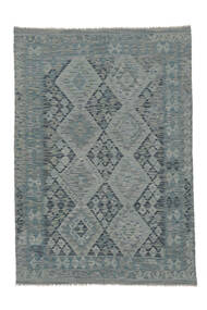 Kelim Afghan Old Stil Teppich 139X195 Dunkelgrau/Dunkelgrün Wolle, Afghanistan Carpetvista