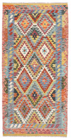  Orientalischer Kelim Afghan Old Stil Teppich 95X195 Braun/Dunkelgrau Wolle, Afghanistan Carpetvista