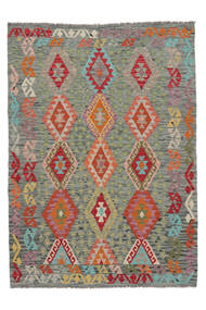  148X204 Kelim Afghan Old Style Matta Grön/Brun Afghanistan Carpetvista