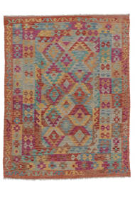 Kelim Afghan Old Style Matot 140X200 Tummanpunainen/Ruskea Carpetvista