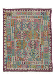  Kelim Afghan Old Style Matot 140X200 Tummanpunainen/Tummanharmaa Carpetvista