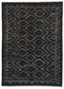  132X180 Kelim Afghan Old Stil Teppich Schwarz Afghanistan Carpetvista
