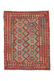  Kelim Afghan Old Style Matot 155X195 Tummanpunainen/Ruskea Carpetvista