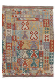  Kelim Afghan Old Style Matot 140X200 Ruskea/Tummanpunainen Carpetvista