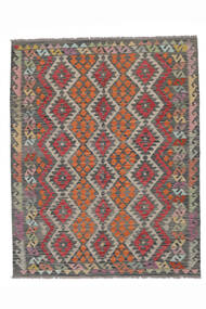 Kilim Afghan Old Style Rug 154X192 Brown/Black Wool, Afghanistan Carpetvista