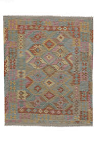  Kilim Afegão Old Style Tapete 159X196 Lã Castanho/Verde Pequeno Carpetvista