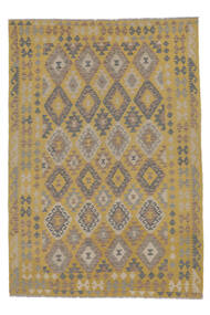  166X246 Kelim Afghan Old Style Vloerkleed Bruin/Oranje Afghanistan Carpetvista