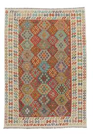  Kilim Afegão Old Style Tapete 200X290 Lã Castanho/Verde Escuro Carpetvista