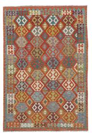  204X298 Kelim Afghan Old Stil Teppich Dunkelrot/Dunkelgrün Afghanistan Carpetvista
