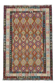  Oriental Kilim Afghan Old Style Rug 197X301 Dark Red/Black Wool, Afghanistan Carpetvista