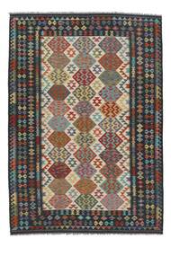 204X296 Kilim Afghan Old Style Rug Oriental Black/Dark Red (Wool, Afghanistan) Carpetvista