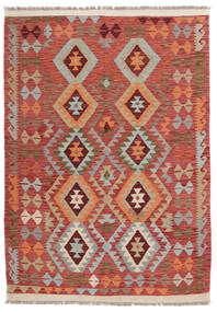 134X191 絨毯 キリム アフガン オールド スタイル オリエンタル ダークレッド/茶色 (ウール, アフガニスタン) Carpetvista