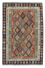 200X295 Kelim Afghan Old Stil Teppich Orientalischer Grün/Schwarz (Wolle, Afghanistan) Carpetvista