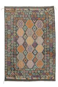 206X296 Kilim Afghan Old Style Rug Oriental Brown/Dark Yellow (Wool, Afghanistan) Carpetvista