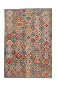  Kilim Afegão Old Style Tapete 204X295 Lã Castanho/Verde Escuro Carpetvista