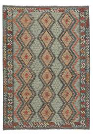 214X299 絨毯 オリエンタル キリム アフガン オールド スタイル 茶色/ダークグリーン (ウール, アフガニスタン) Carpetvista