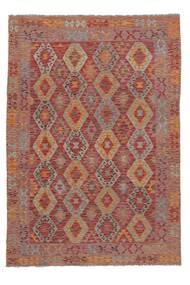  200X287 Kelim Afghan Old Style Matot Matto Ruskea/Tummanpunainen Afganistan Carpetvista