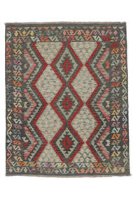  151X189 Kelim Afghan Old Style Matta Svart/Mörkgrön Afghanistan Carpetvista