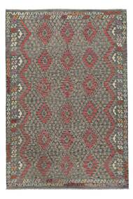 207X306 Tapis D'orient Kilim Afghan Old Style Marron/Noir (Laine, Afghanistan) Carpetvista