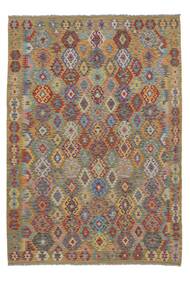 絨毯 オリエンタル キリム アフガン オールド スタイル 209X300 茶色/ダークイエロー (ウール, アフガニスタン)