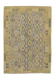  Orientalsk Kelim Afghan Old Style Tæppe 204X290 Mørkegul/Orange Uld, Afghanistan Carpetvista