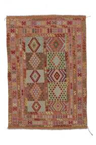  206X294 Kelim Afghan Old Style Matot Matto Ruskea/Tummanpunainen Afganistan Carpetvista