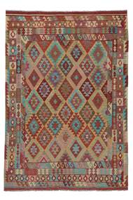 Kilim Afghan Old Style Rug 204X296 Brown/Dark Red Wool, Afghanistan Carpetvista