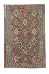 絨毯 オリエンタル キリム アフガン オールド スタイル 194X295 茶色/ダークイエロー (ウール, アフガニスタン)