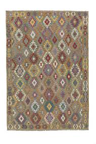 204X305 Kilim Afghan Old Style Rug Oriental Brown/Dark Yellow (Wool, Afghanistan) Carpetvista