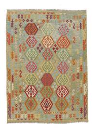  Orientalsk Kelim Afghan Old Style Tæppe 200X300 Grøn/Brun Uld, Afghanistan Carpetvista