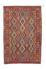  201X303 Kelim Afghan Old Style Matot Matto Ruskea/Tummanpunainen Afganistan Carpetvista