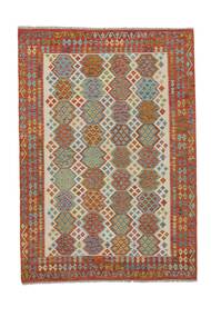  Oriental Kilim Afghan Old Style Rug 208X294 Dark Red/Green Wool, Afghanistan Carpetvista