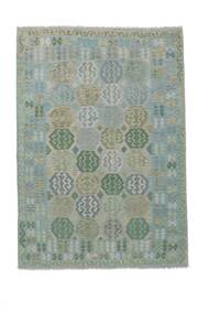 絨毯 キリム アフガン オールド スタイル 200X300 グリーン/ダークグレー (ウール, アフガニスタン)