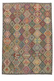  213X299 Kelim Afghan Old Style Vloerkleed Bruin/Donker Geel Afghanistan Carpetvista